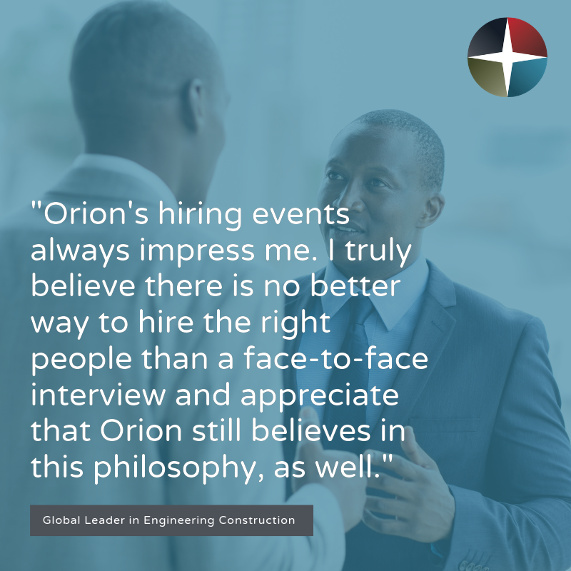 Testimonial about Orion's hiring events Testimonial about Orion's hiring events