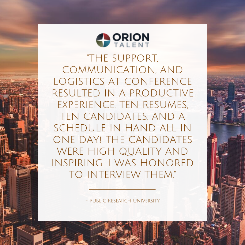Testimonial about Orion's hiring events Testimonial about Orion's hiring events